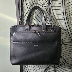 Matt & Nat | Cassidy Dwell Black Vegan Leather Crossbody Shouider Laptop  Bag